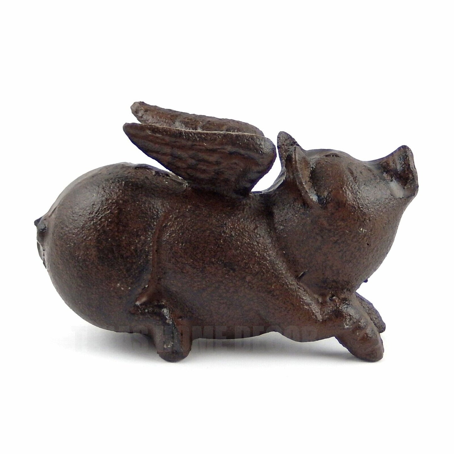 Sitting Flying Pig Figurine Cast Iron Rustic Statue Paper Weight Garden Decor