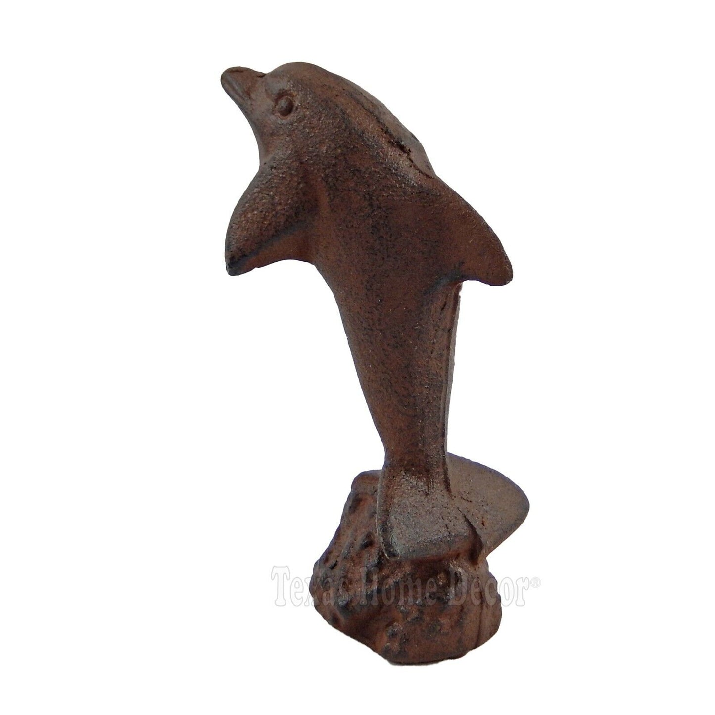 Small Leaping Dolphin Figurine Statue Cast Iron Nautical Sea Life Decor Brown