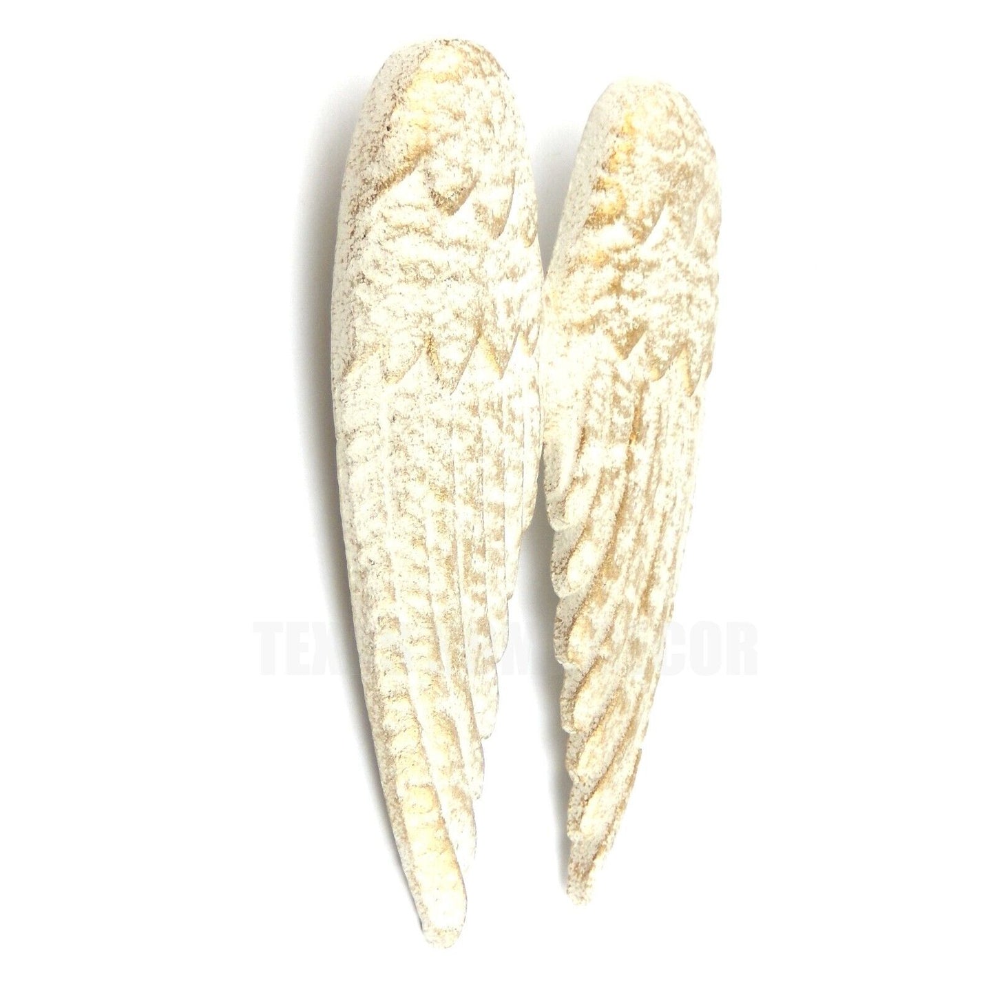 Angel Wings Wall Plaque Cast Iron Religious Vintage Style Antique White Gold