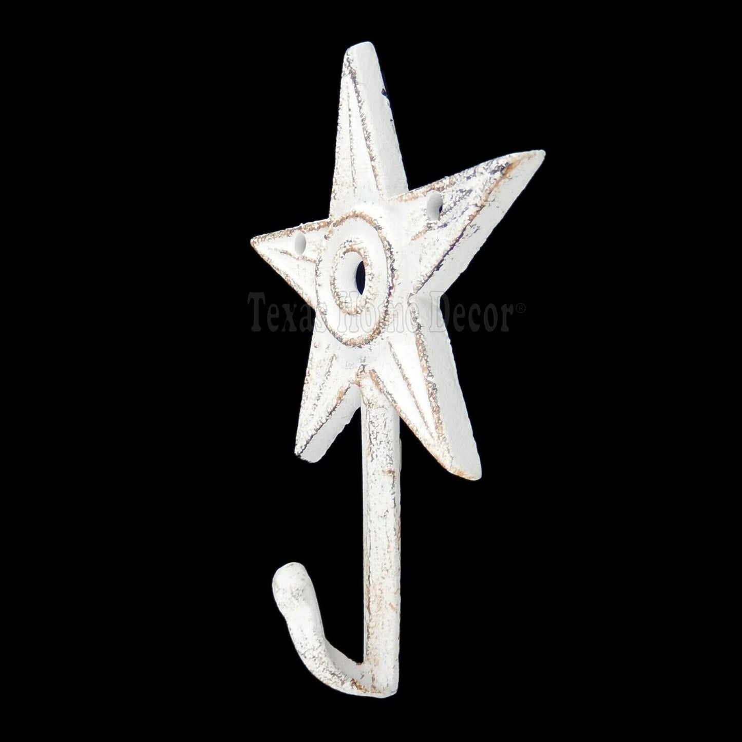 White Star Towel Hook Wall Coat Hanger Key Cast Iron Rustic Western Antique Look