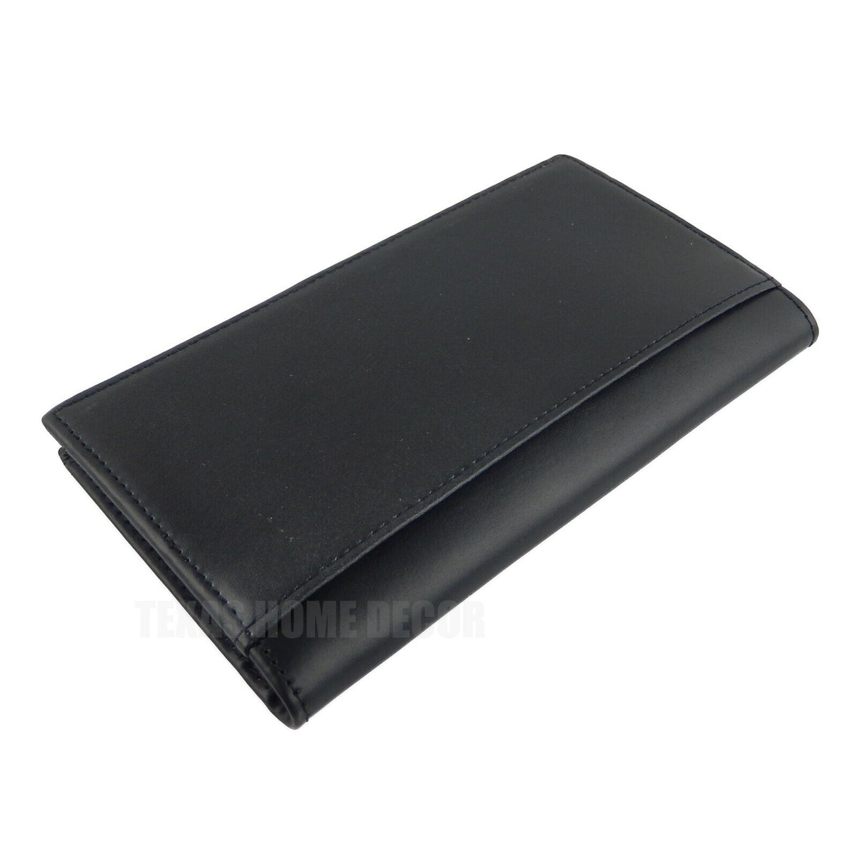 Western Men's Rodeo Wallet Bi-Fold Genuine Black Leather Tooled Crosses Leaf