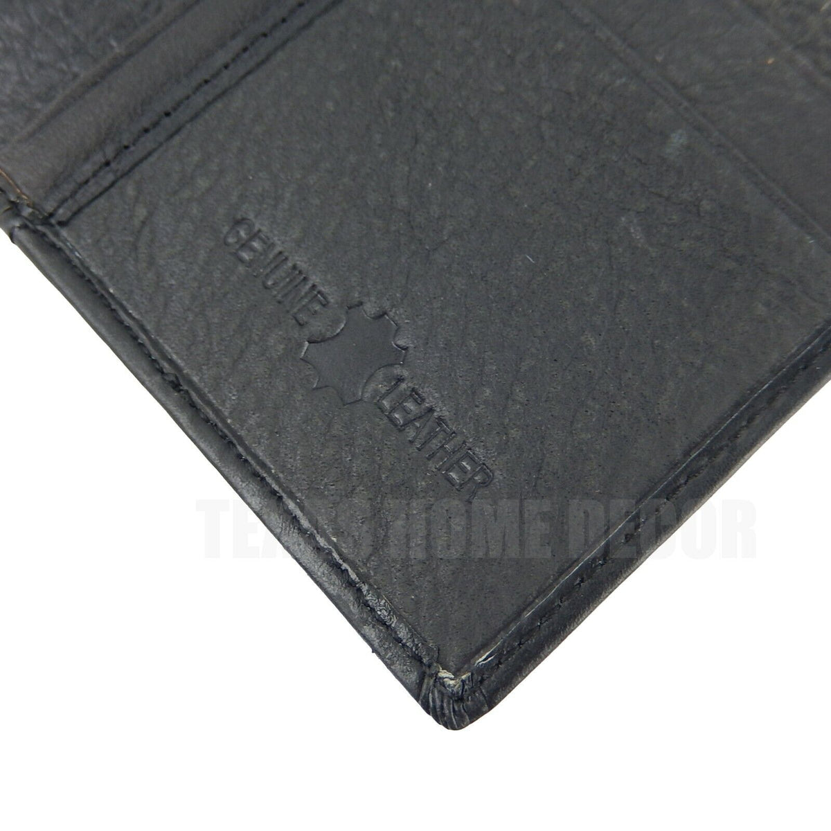 Western Men's Rodeo Wallet Bi-Fold Genuine Black Leather Tooled Crosses Leaf