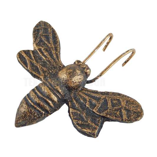 Bee Flower Pot Ornament Hook Cast Iron Garden Yard Hanger Rustic Gold Finish