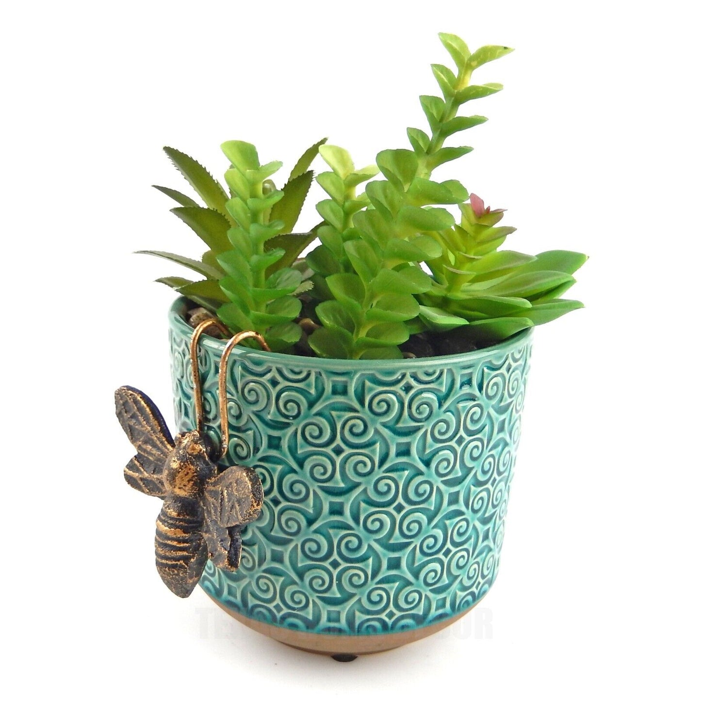 Bee Flower Pot Ornament Hook Cast Iron Garden Yard Hanger Rustic Gold Finish