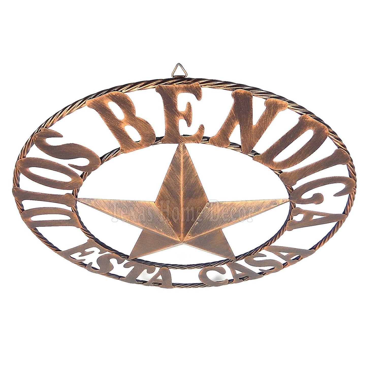 Dios Bendiga Esta Casa Metal Star Wall Decor Brushed Bronze Finish 26 inch