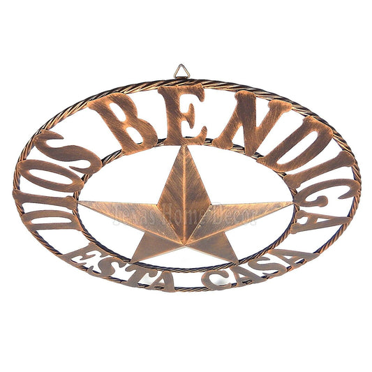 Dios Bendiga Esta Casa Metal Star Wall Decor Brushed Bronze Finish 26 inch
