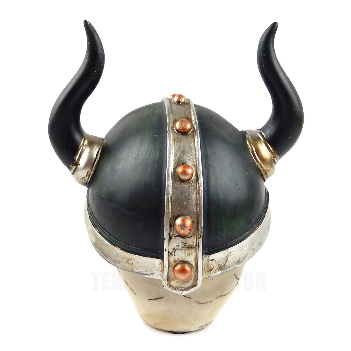 Viking Warrior Helmet Horns Human Skull Figurine Statue Skeleton Medieval Decor