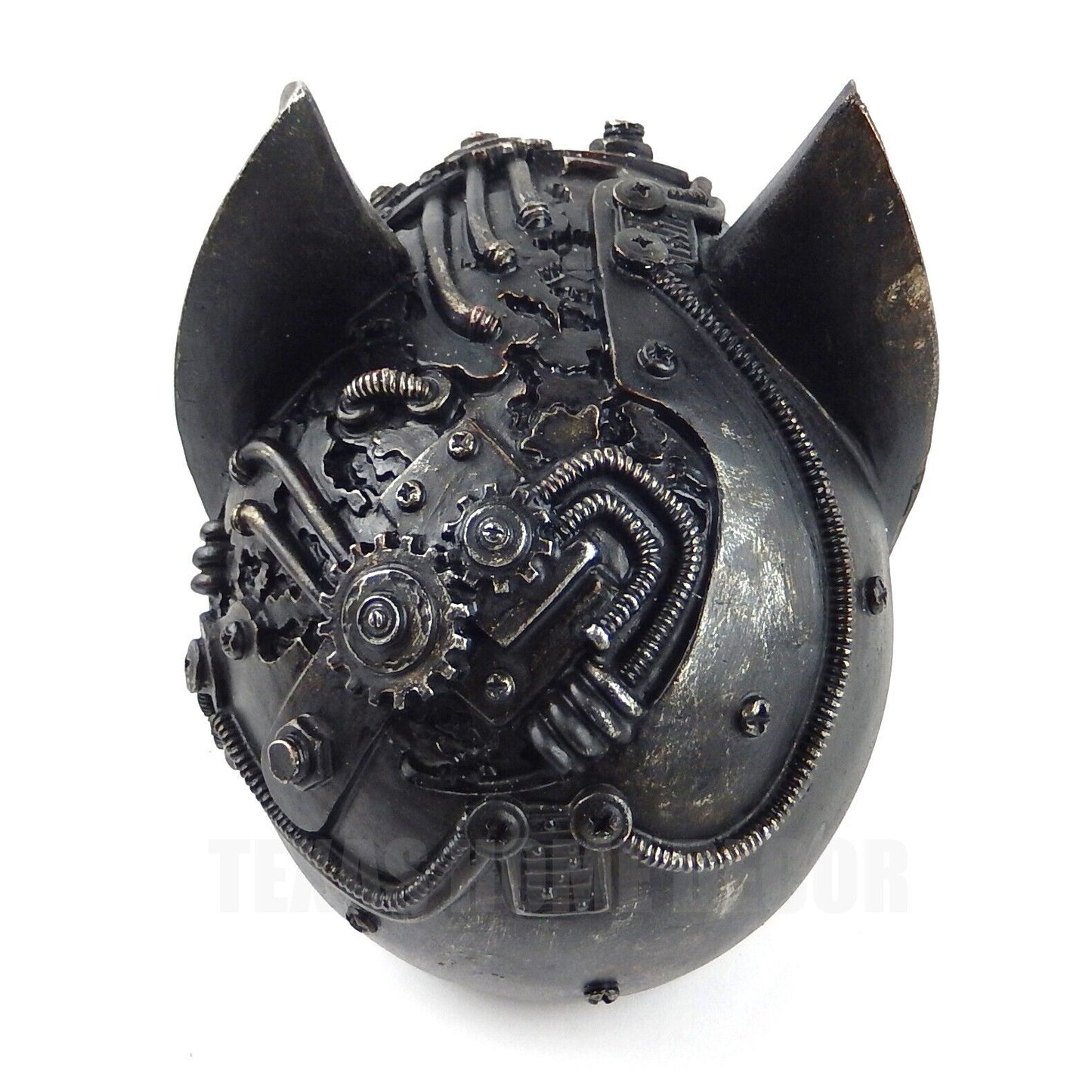 Steampunk Human Skull Batman Ears Gearhead Figurine Statue Cyborg Clockwork Art
