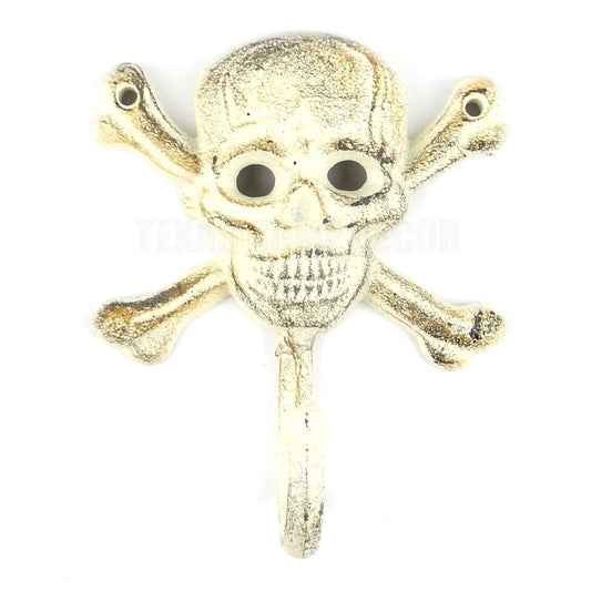 Cast Iron Skull Crossbones Wall Hook Gothic Biker Towel Coat Wall Hanger White