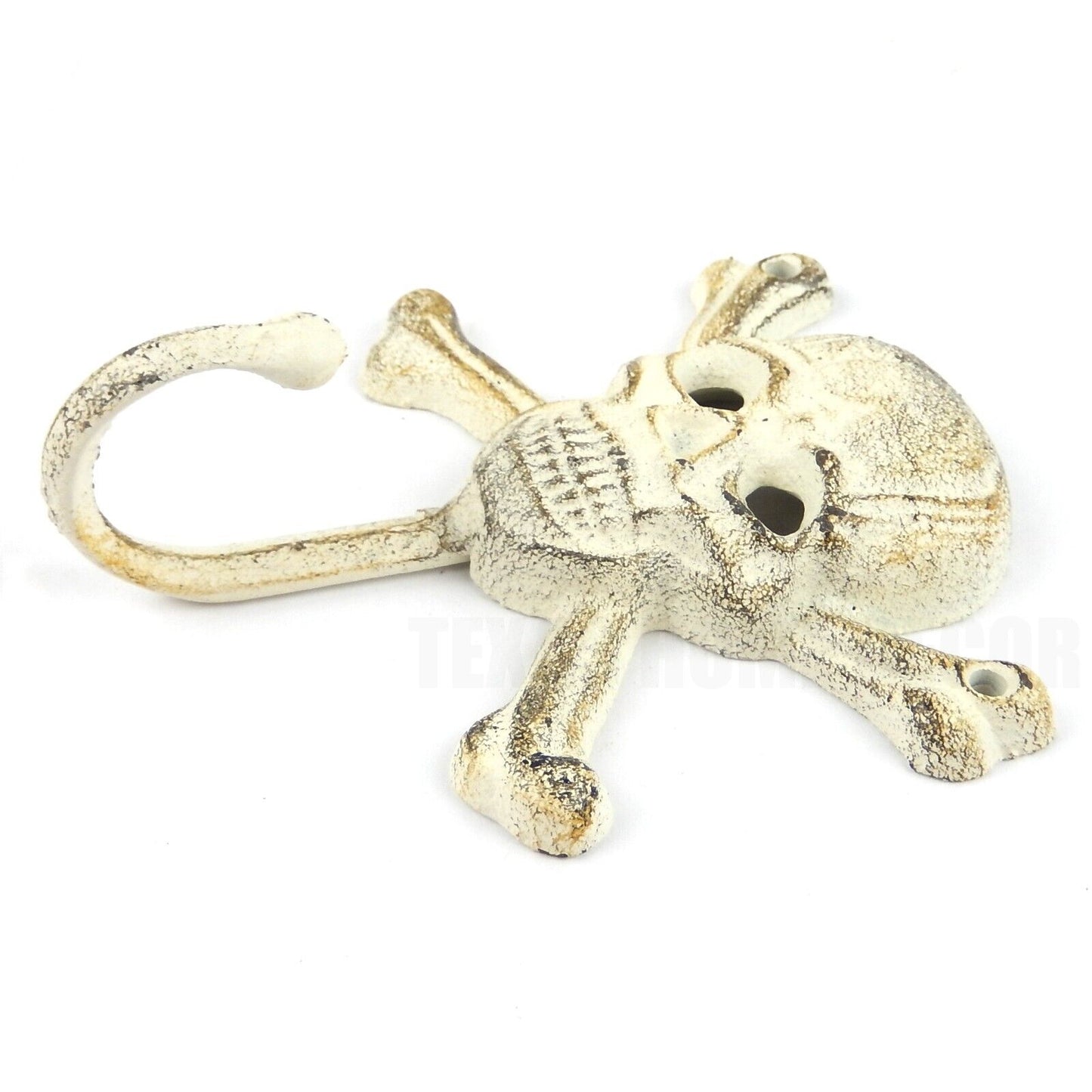 Cast Iron Skull Crossbones Wall Hook Gothic Biker Towel Coat Wall Hanger White