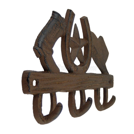 Cast Iron Hat Boot Horseshoe Star Wall Hook Rack Rustic Key Towel Coat Hanger