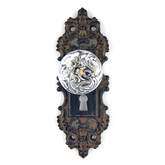 Metal Vintage Door Plate Wall Hook With Acrylic Knob Keyhole Decorative Handle