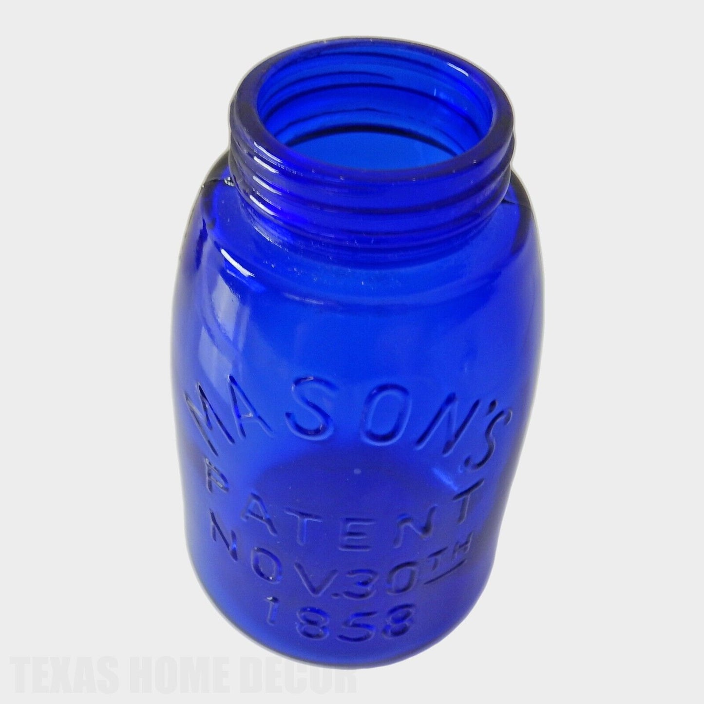 Blue Depression Style Glass Mason Jar Vintage Style Kitchen Canister 5.5" Tall