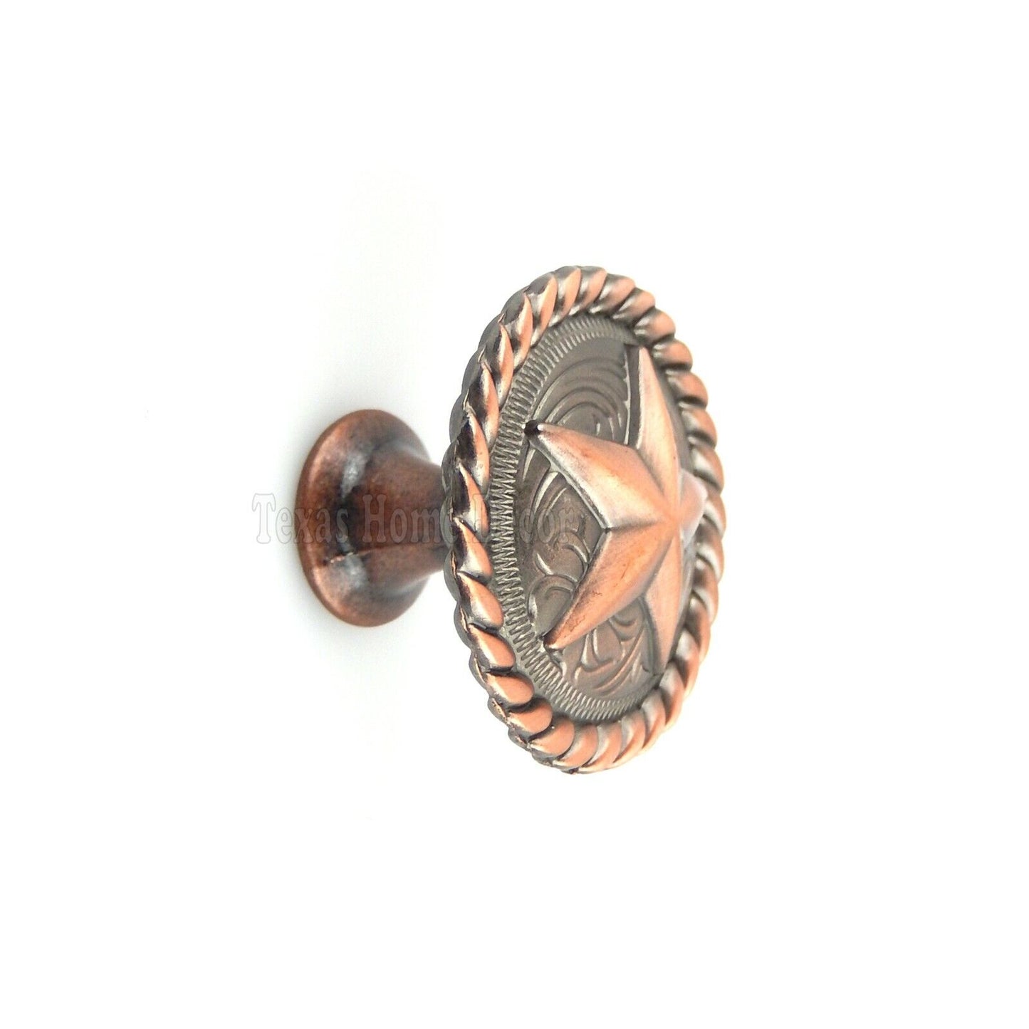 Floral Star Rope Drawer Pull Cabinet Door Knob Copper Finish 1 1/4 inch