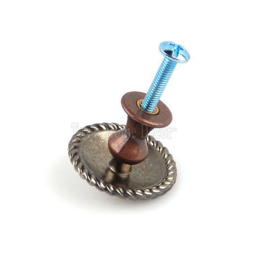 Floral Star Rope Drawer Pull Cabinet Door Knob Copper Finish 1 1/4 inch