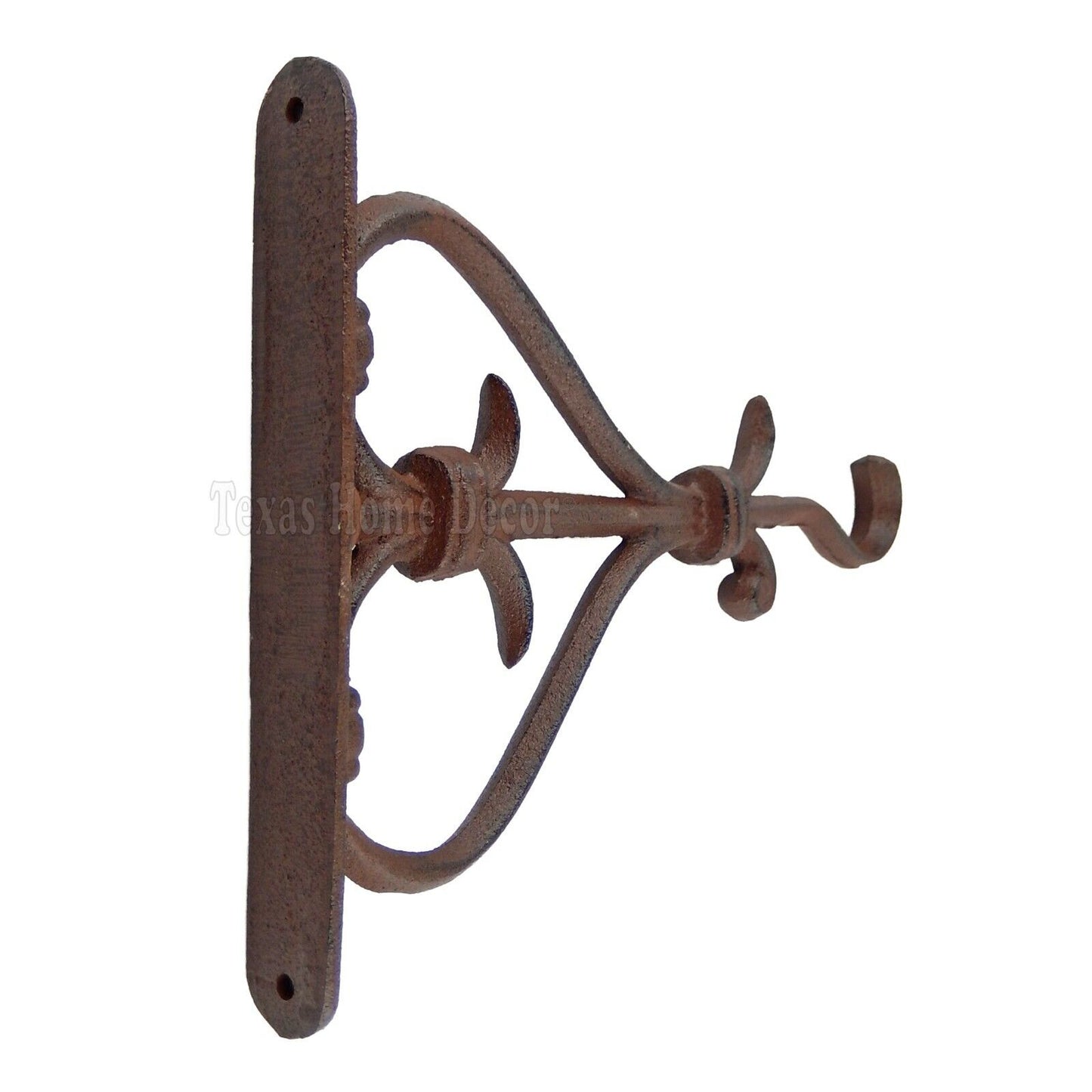 Large Fleur De Lis Plant Hook Hanger Cast Iron Rustic Antique Style Heavy Duty