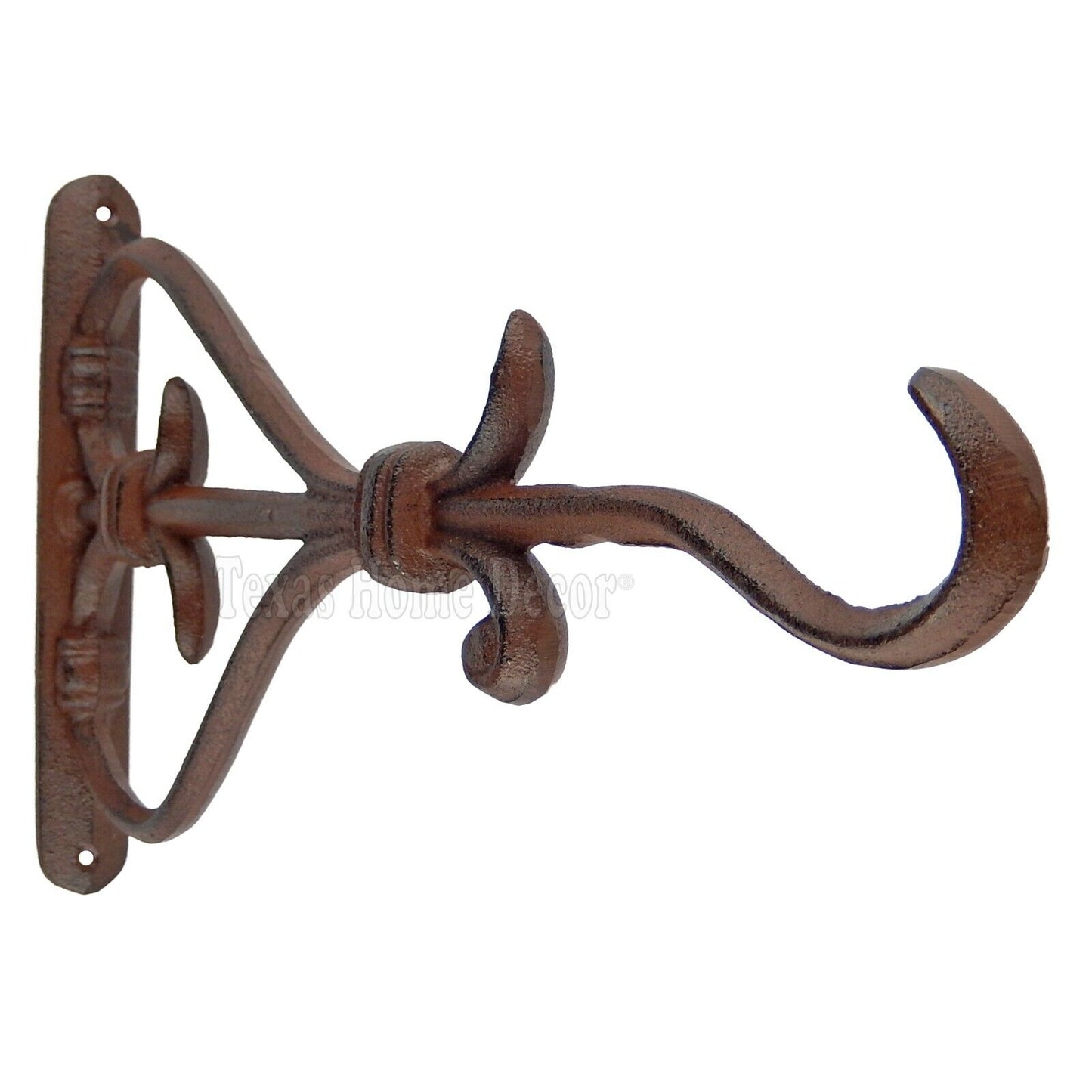 Large Fleur De Lis Plant Hook Hanger Cast Iron Rustic Antique Style Heavy Duty