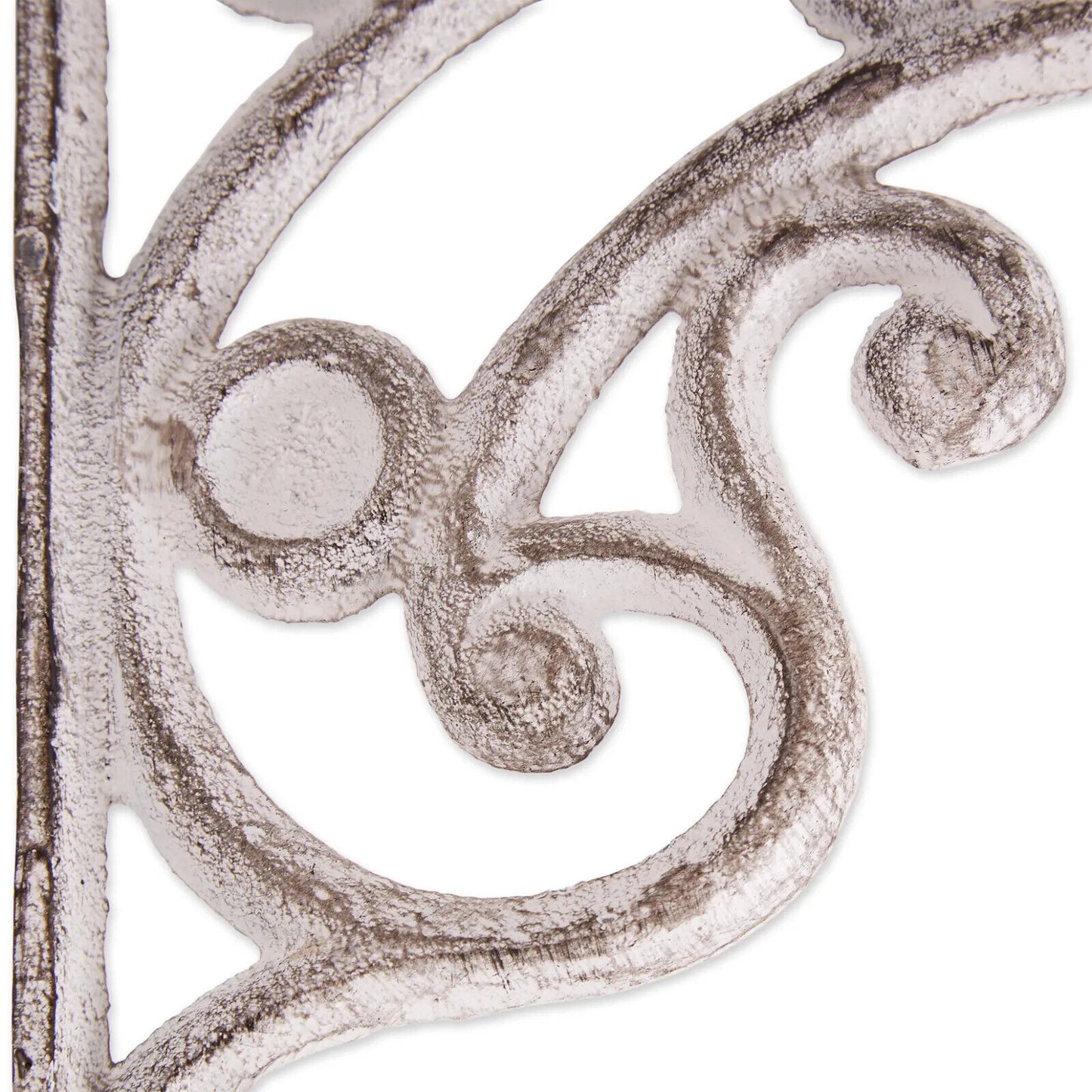 Set of 4 White Plant Hangers Basket Hook Cast Iron Distressed Rustic Scrolls