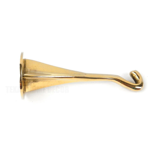 Solid Brass Lamp or Basket Holder Hook Wall Mounted Polished Gold Finish 5 inch