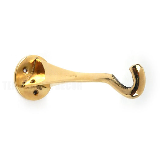 Solid Brass Lamp or Basket Holder Hook Wall Mounted Polished Gold Finish 5 inch