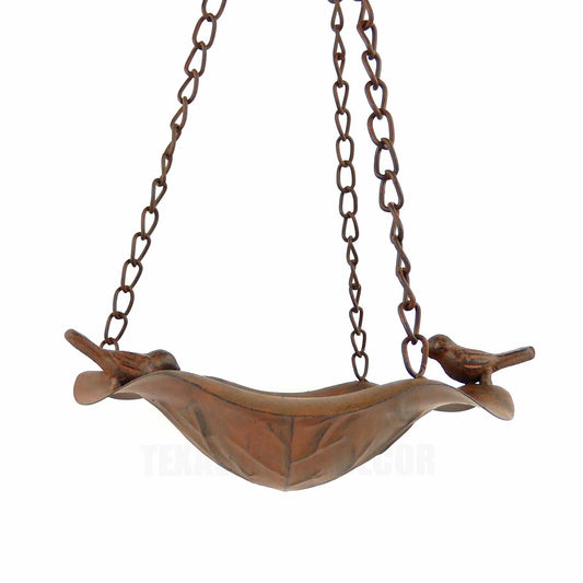 Metal Hanging Garden Bird Feeder Hook Perched Birds Rusted Finish Light Weight