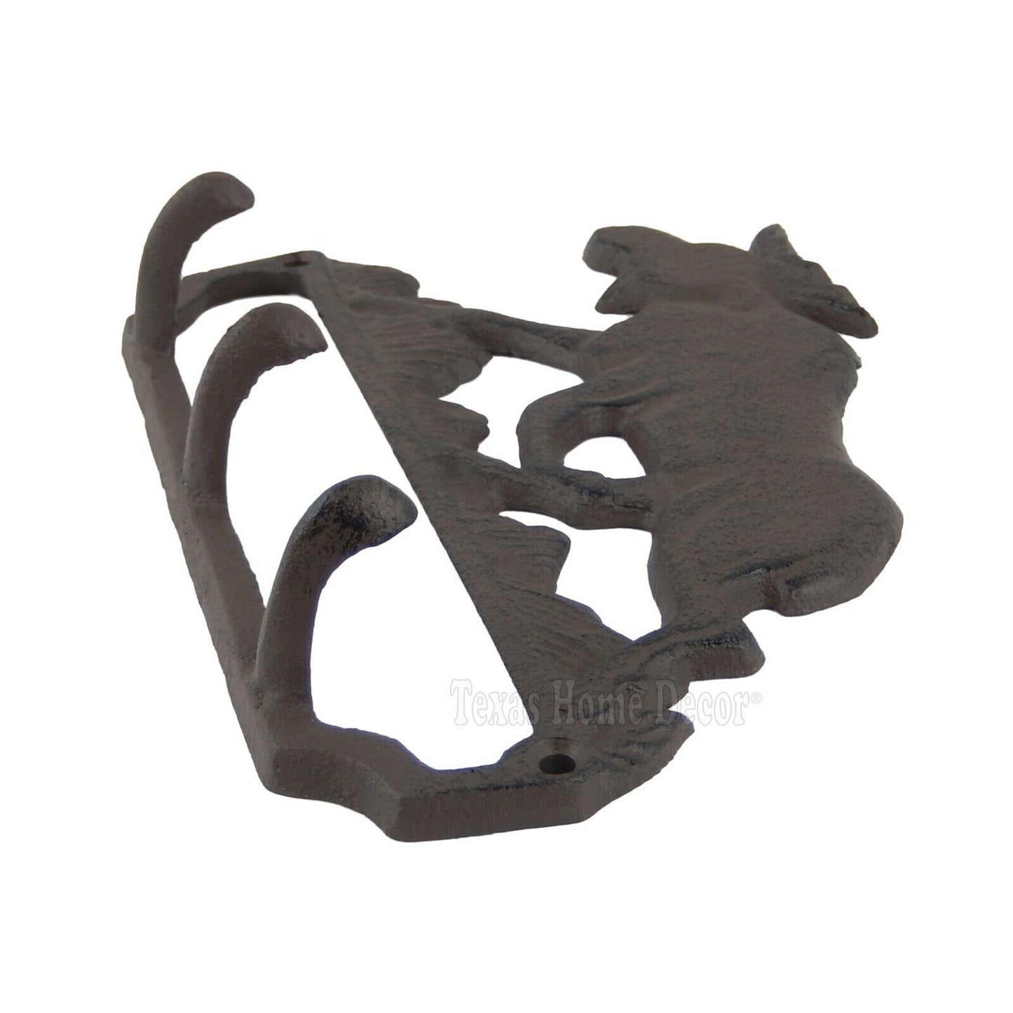 Moose Key Rack Cast Iron Coat Towel Hanger Rustic Brown Wall Mounted