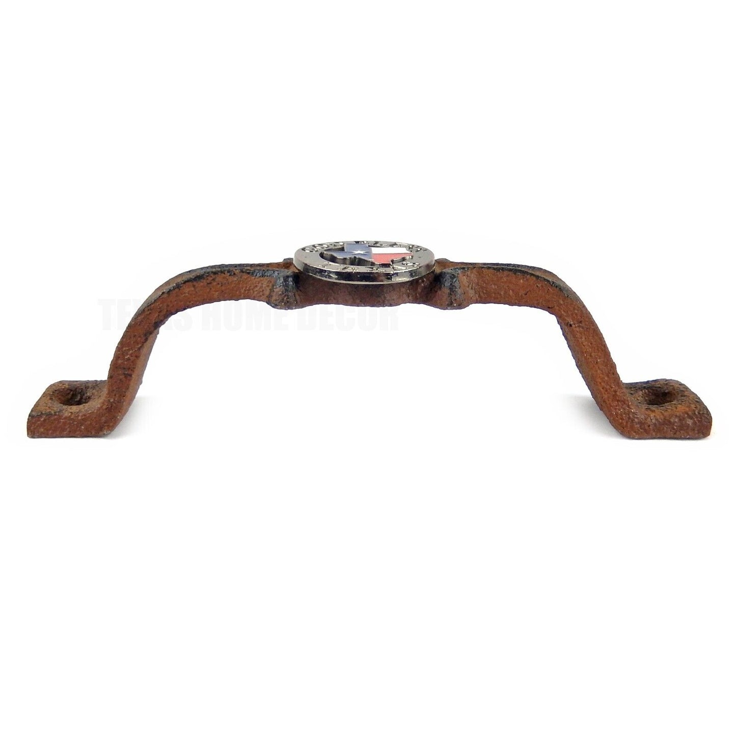 Cast Iron Rustic God Bless Texas Door Handle Pull Flag Map Concho 6 inch