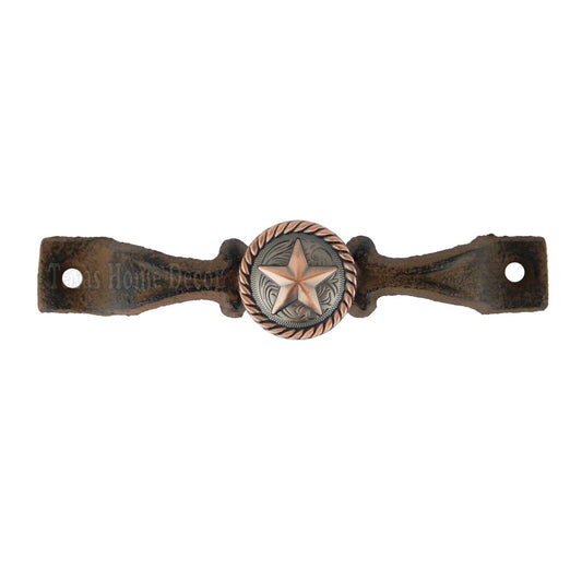 Star Handle Copper Floral Rope Concho Drawer Pull Door Cabinet Rustic Cast Iron
