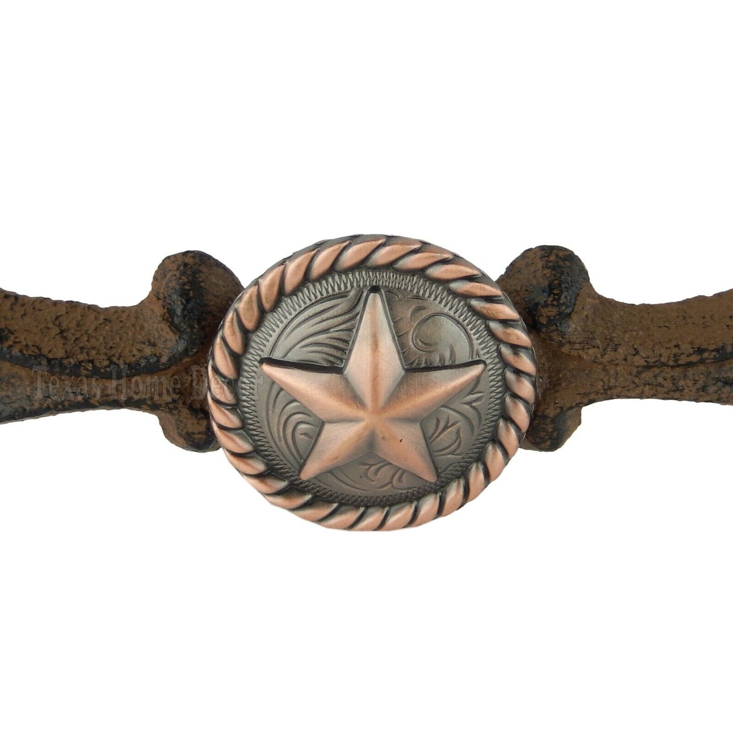 Star Handle Copper Floral Rope Concho Drawer Pull Door Cabinet Rustic Cast Iron