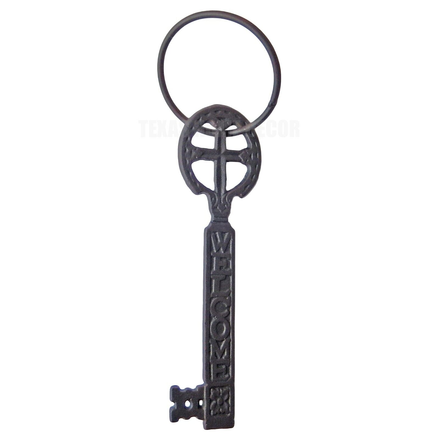 Celtic Skeleton Key Cross with Ring Cast Iron Gothic Medieval Dark Brown 10.5"