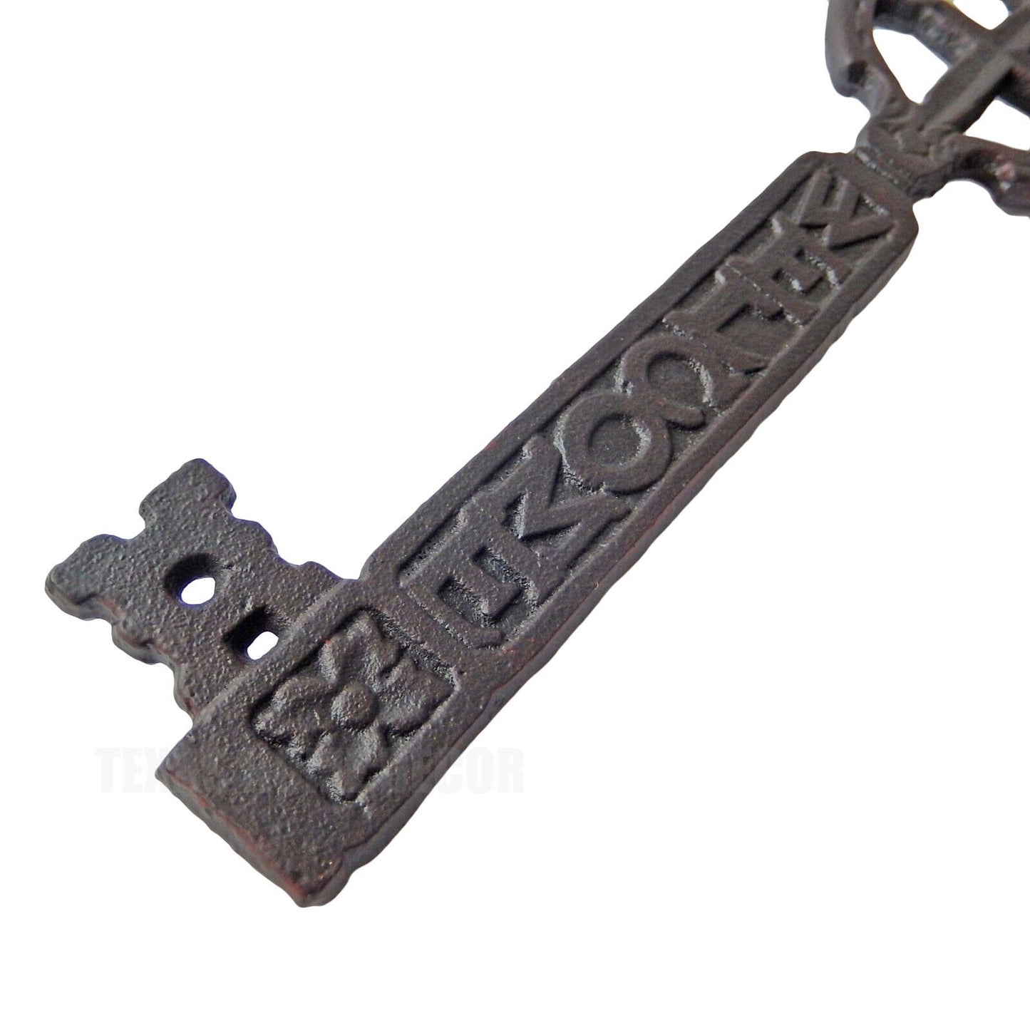 Celtic Skeleton Key Cross with Ring Cast Iron Gothic Medieval Dark Brown 10.5"