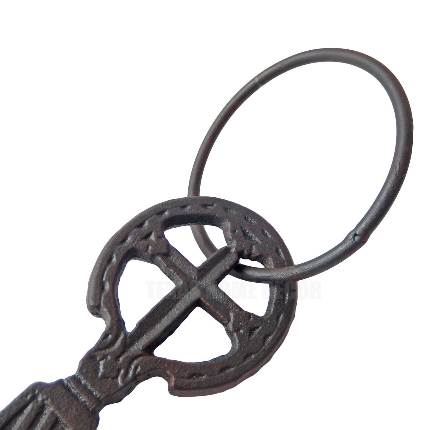 Celtic Skeleton Key Cross with Ring Cast Iron Gothic Medieval Dark Brown 10.5"