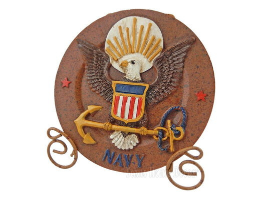 Navy Decorative Plate Polyresin Metal Easel Military Table Top Display 5 3/8 in