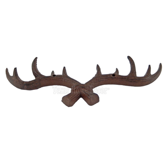 Deer Antler Key Rack Cast Iron Cabin Hanger Coat Towel Hook Wall Mounted Rustic