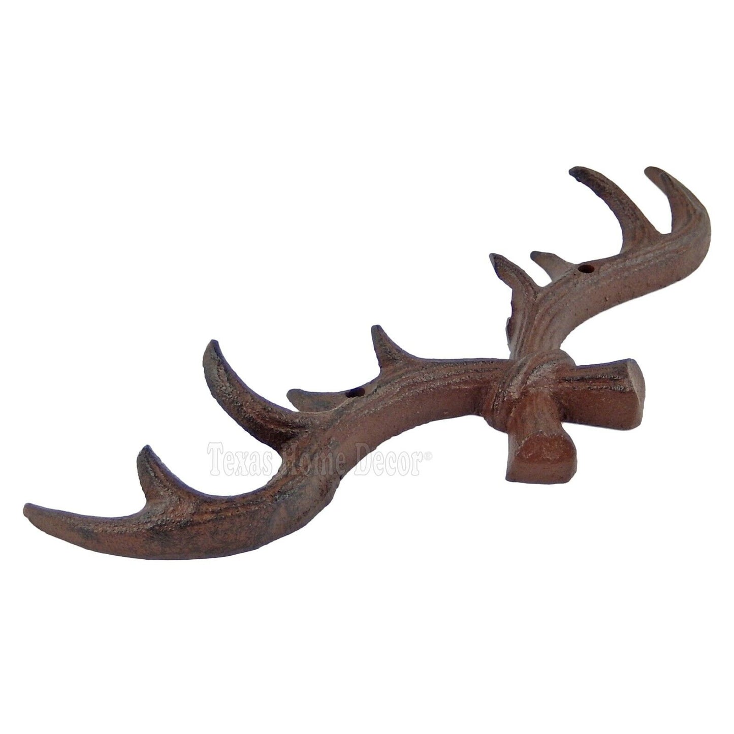 Deer Antler Key Rack Cast Iron Cabin Hanger Coat Towel Hook Wall Mounted Rustic