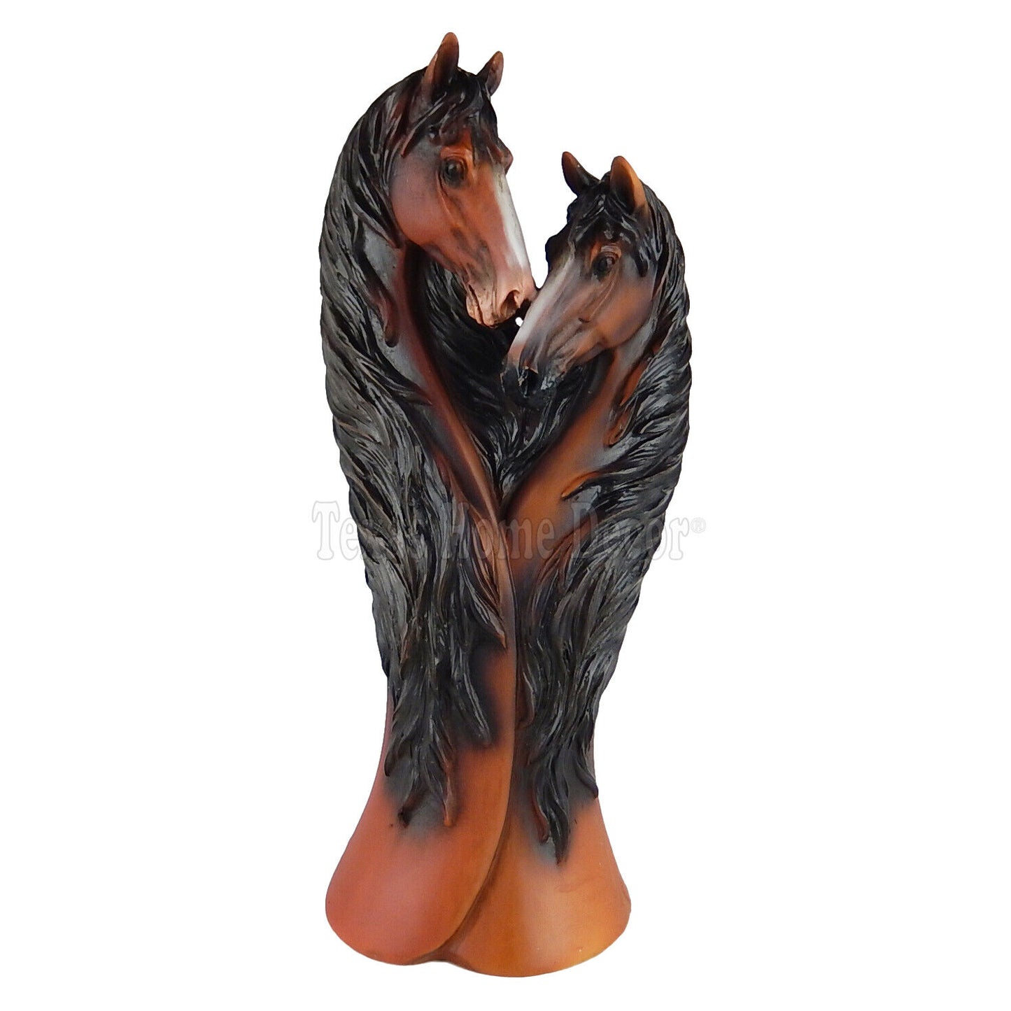 Horses Figurine Statue Plant Vase Western Decor Hand Painted Polyresin 12" Tall
