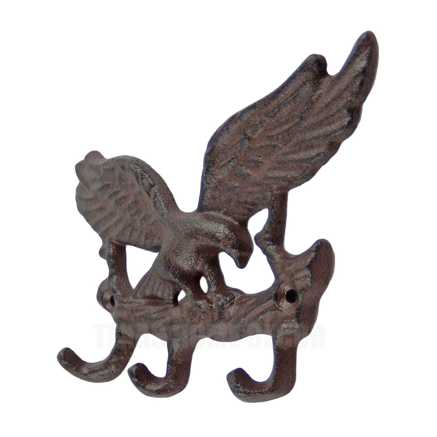 Eagle Triple Wall Hook Cast Iron Key Towel Coat Hanger Rack Rustic Antique Brown