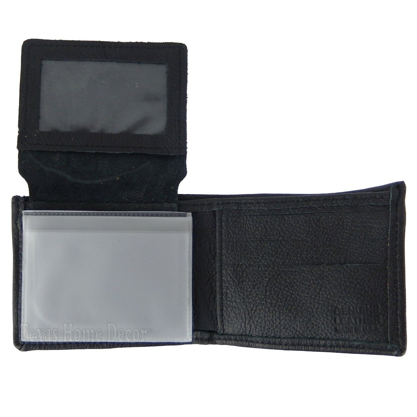 Crossed Guns Men's Wallet Bi-Fold Genuine Leather Black Made in USA