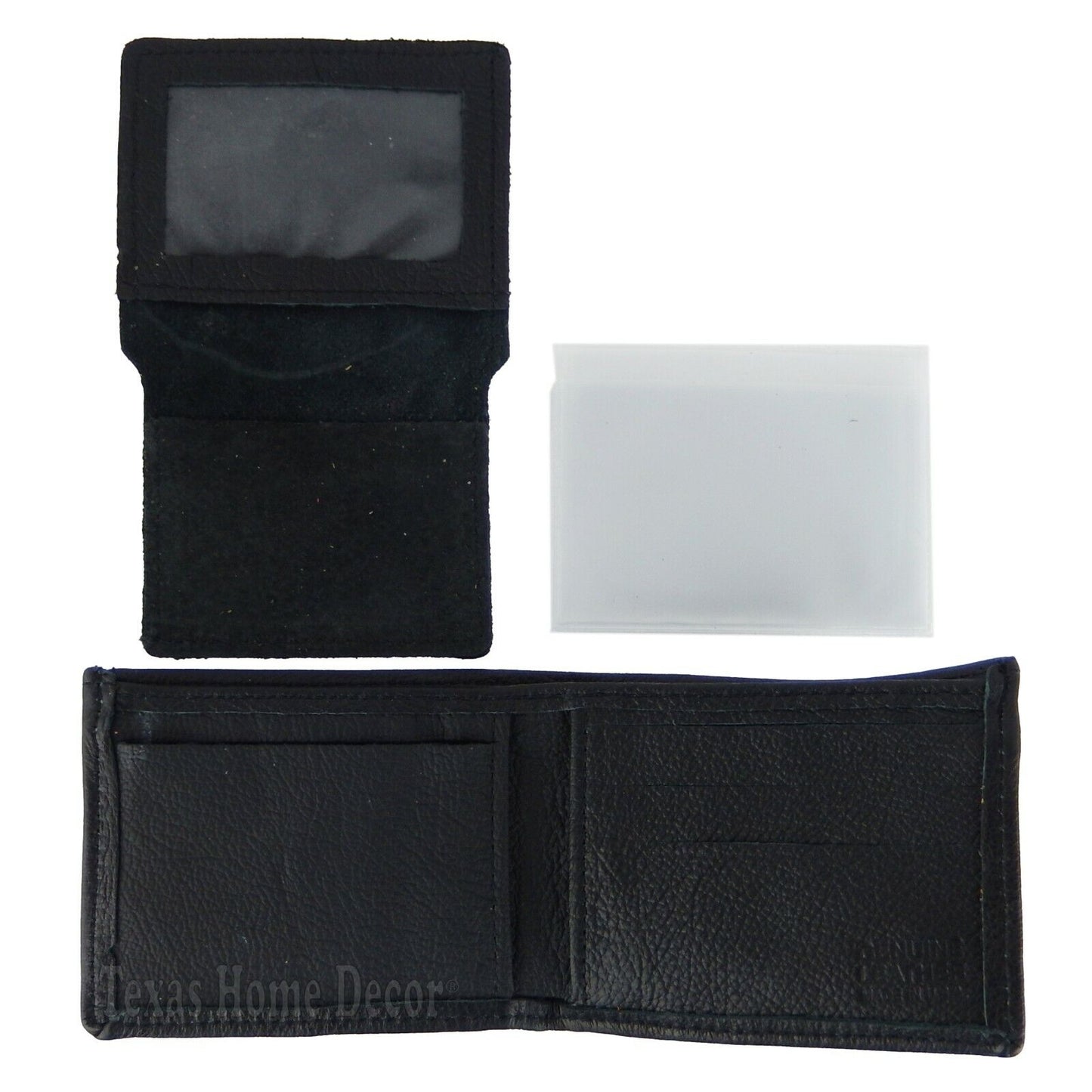 Crossed Guns Men's Wallet Bi-Fold Genuine Leather Black Made in USA
