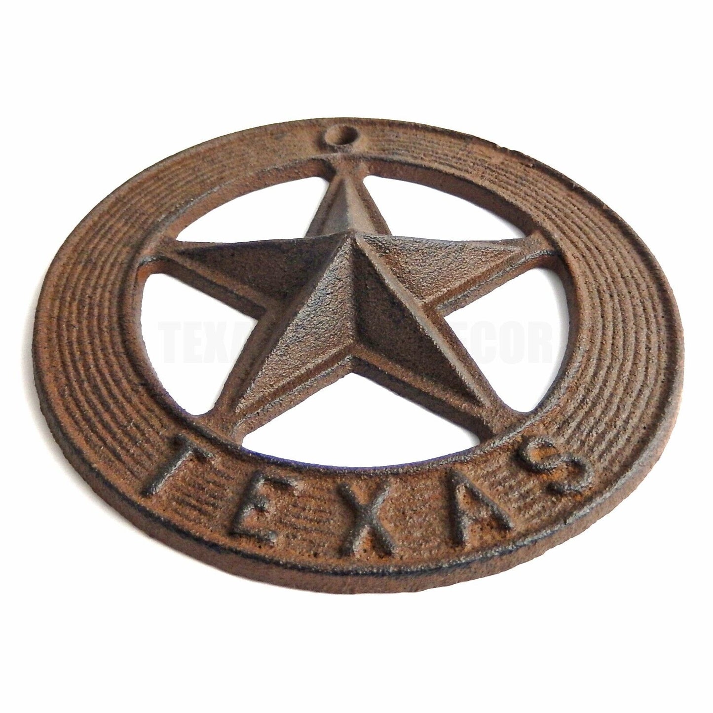 Cast Iron Texas Barn Star With Circle Heavy Duty Rustic Western Wall Decor 7.5"