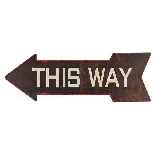 This Way Arrow Sign Metal Marker Man Cave Bar Garage Rustic Wall Decor 17 3/4 in