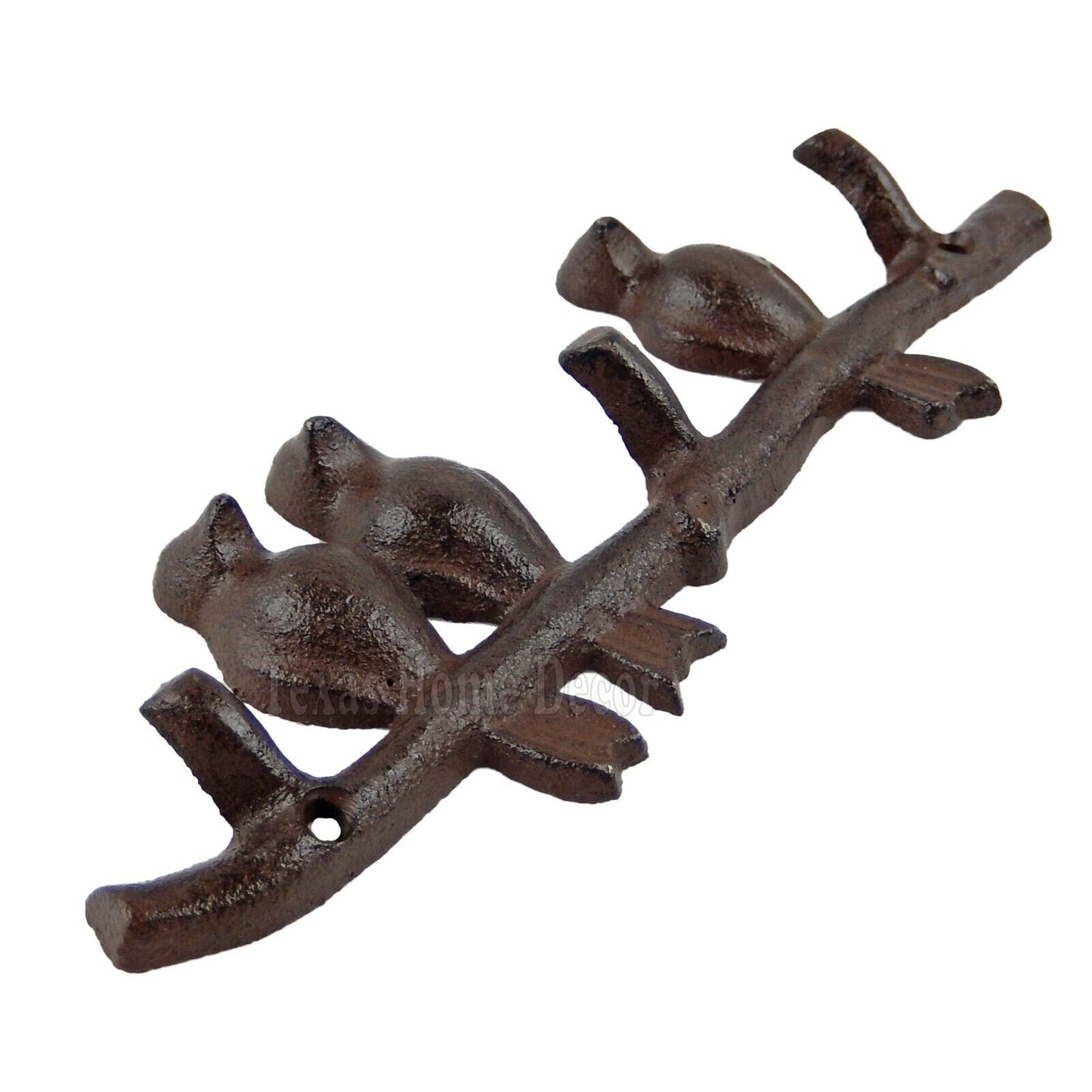 Perched Birds On Branch Coat Rack Cast Iron Wall Mounted Key Hook Towel Hanger