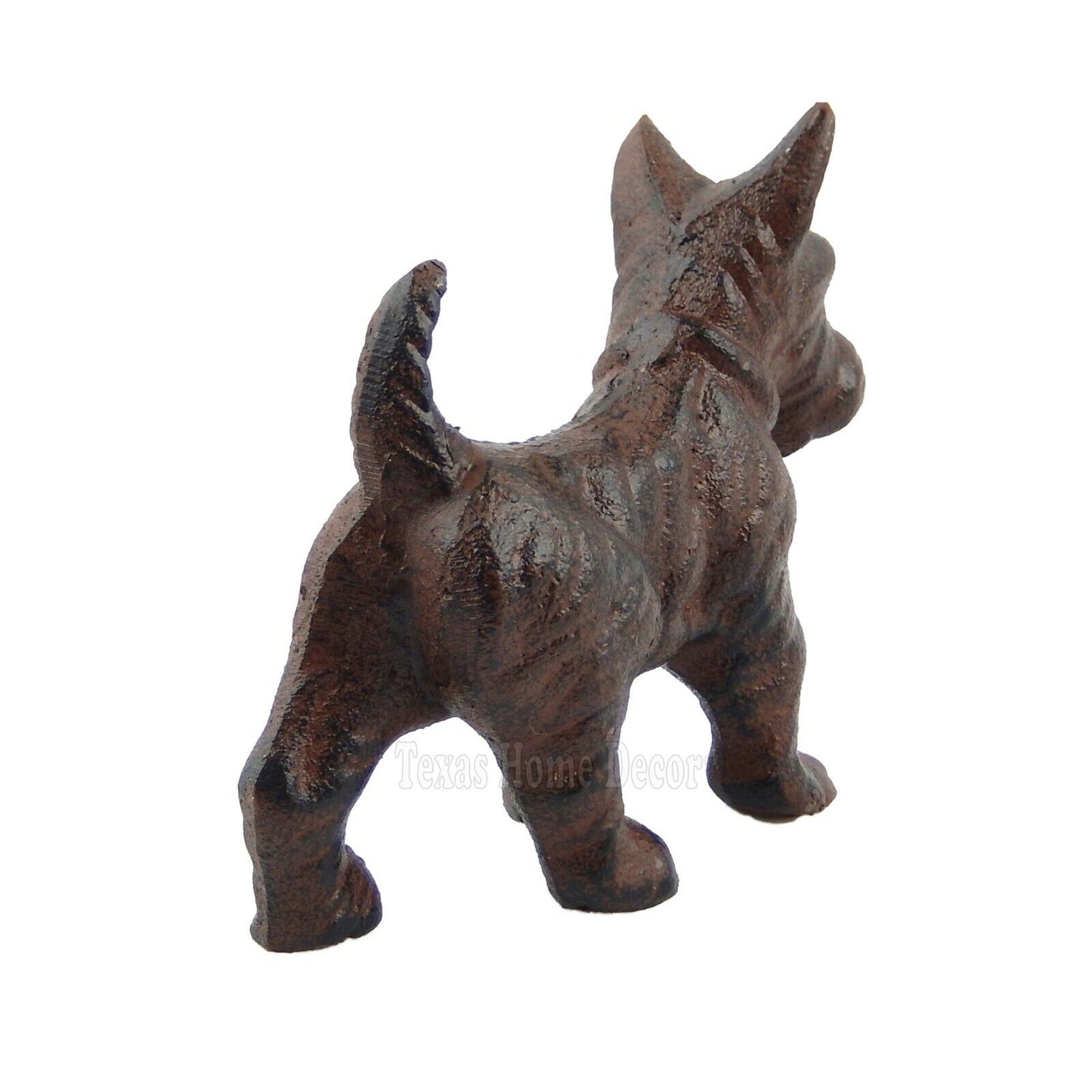 Scottie Dog Figurine Statue Cast Iron Rustic Brown Finish Paper Weight 4" Tall