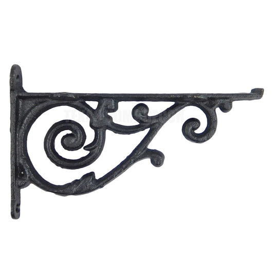 2 Black Vines Shelf Brackets Scrolls Cast Iron Antique Style 7 1/2" Imperfect