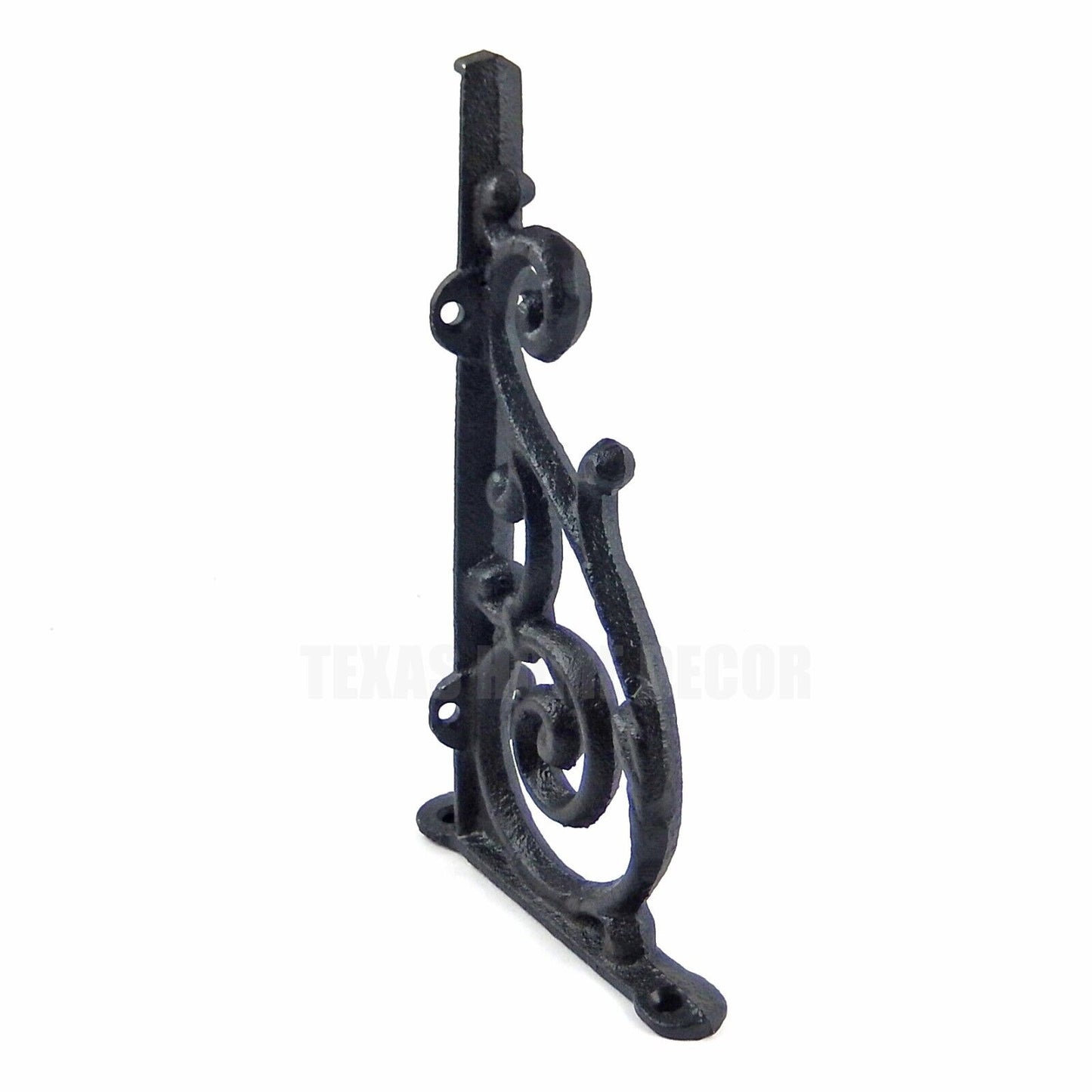 2 Black Vines Shelf Brackets Scrolls Cast Iron Antique Style 7 1/2" Imperfect