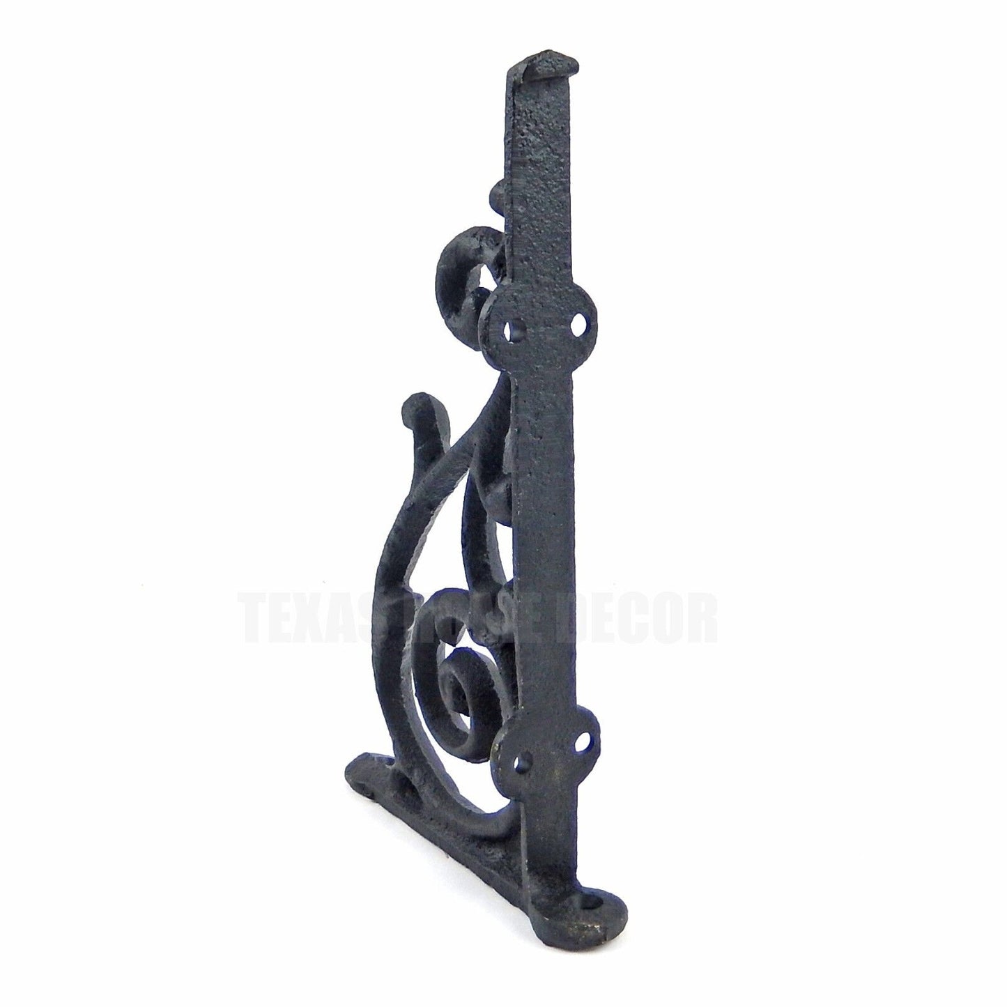 2 Black Vines Shelf Brackets Scrolls Cast Iron Antique Style 7 1/2" Imperfect