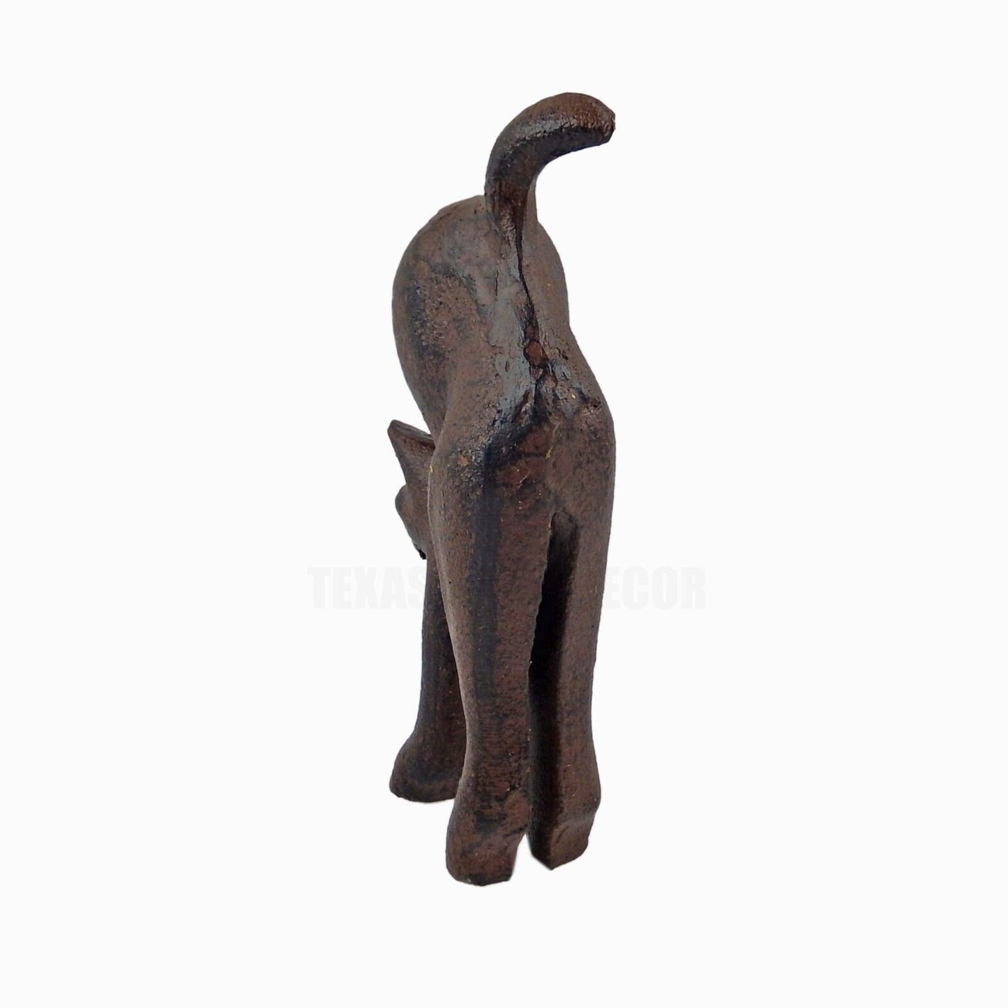 Small Cast Iron Cat Arching Back Figurine Table Top Shelf Decor Rustic Brown