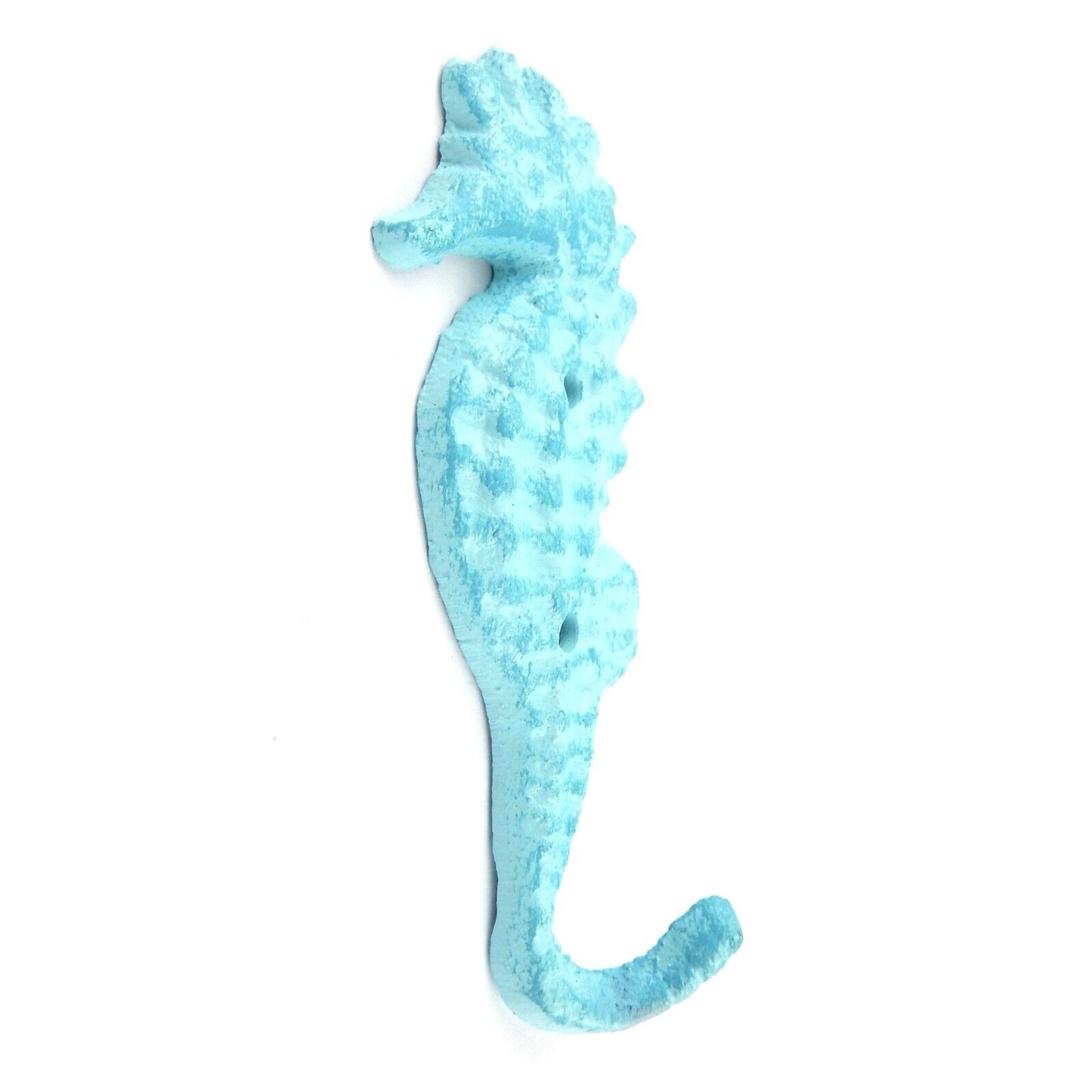 Seahorse Wall Hook Cast Iron Coat Towel Key Hanger Antique Style Nautical Blue
