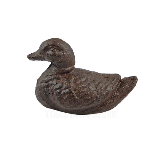 Small Cast Iron Duck Figurine Statue Garden Pond Decor Paperweight Rustic Brown