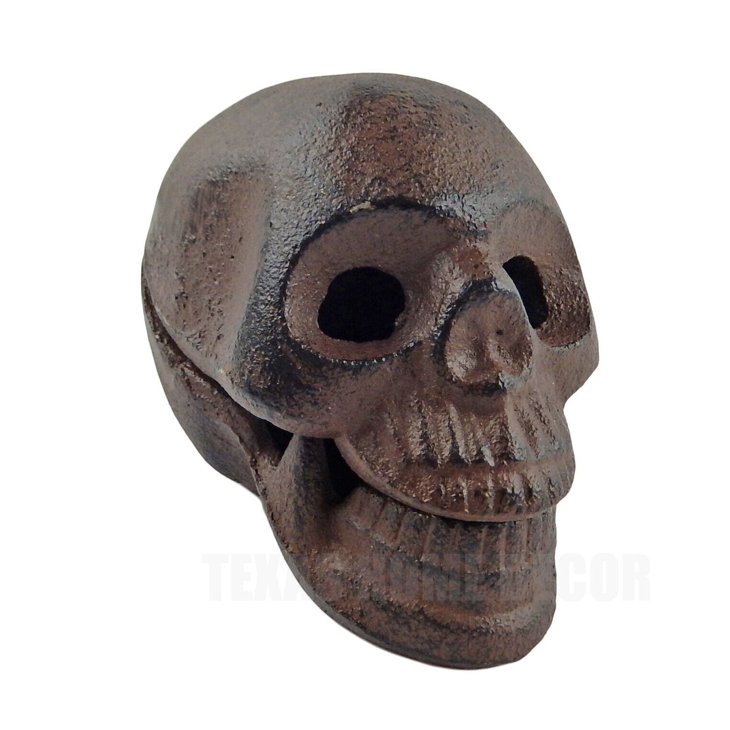 Human Skull Key Box Hider Heavy Duty Cast Iron Garden Porch Decor Rustic Brown